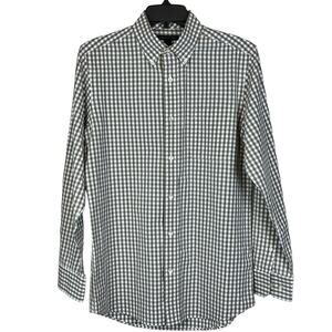 Banana Republic Men Shirt Small Olive Green Gingham Button Down Classic Office